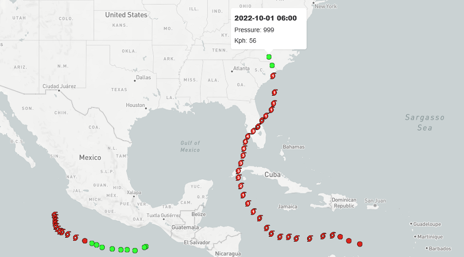 Trail of Cyclone Ian, 1st October 2022
