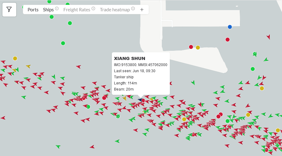 Singapore vessel traffic, 1st October 2022