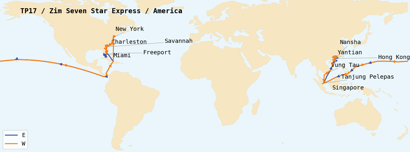 757 / Z7S - TP17 / Zim Seven Star Express / America – New York to