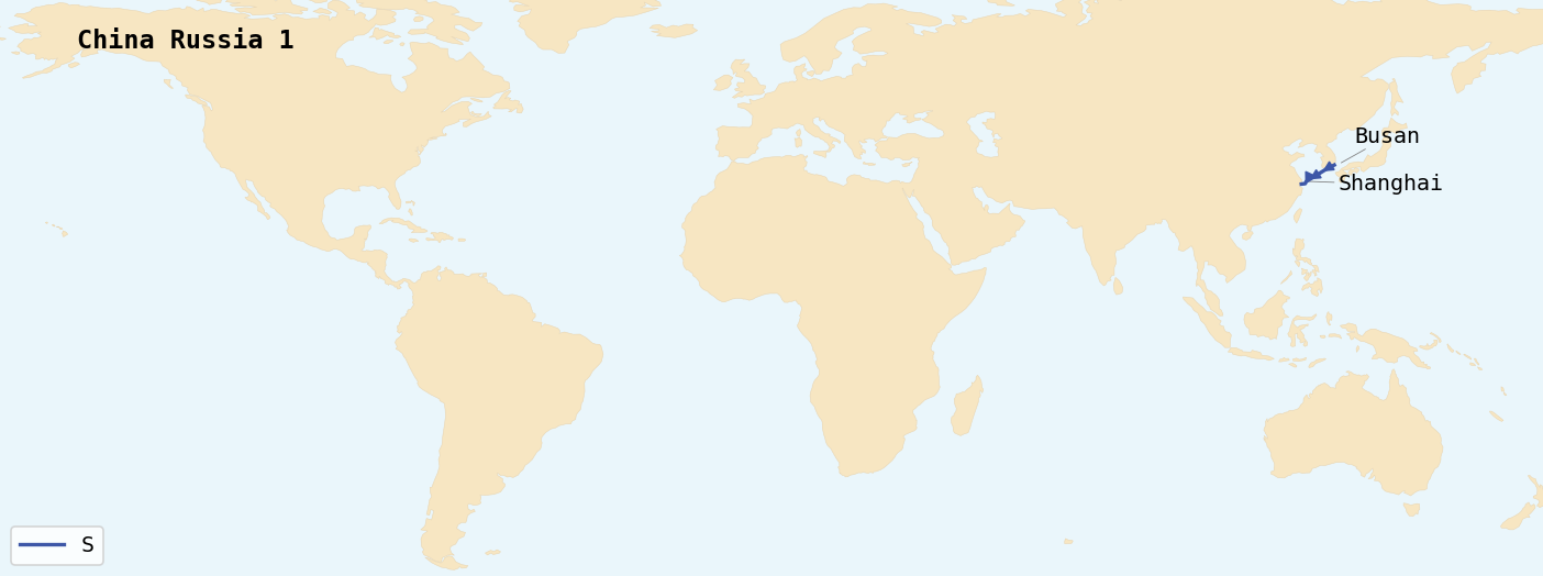 Shipping Container Port Map China Russia 1 (CRS1) – Shanghai to Busan Container Service