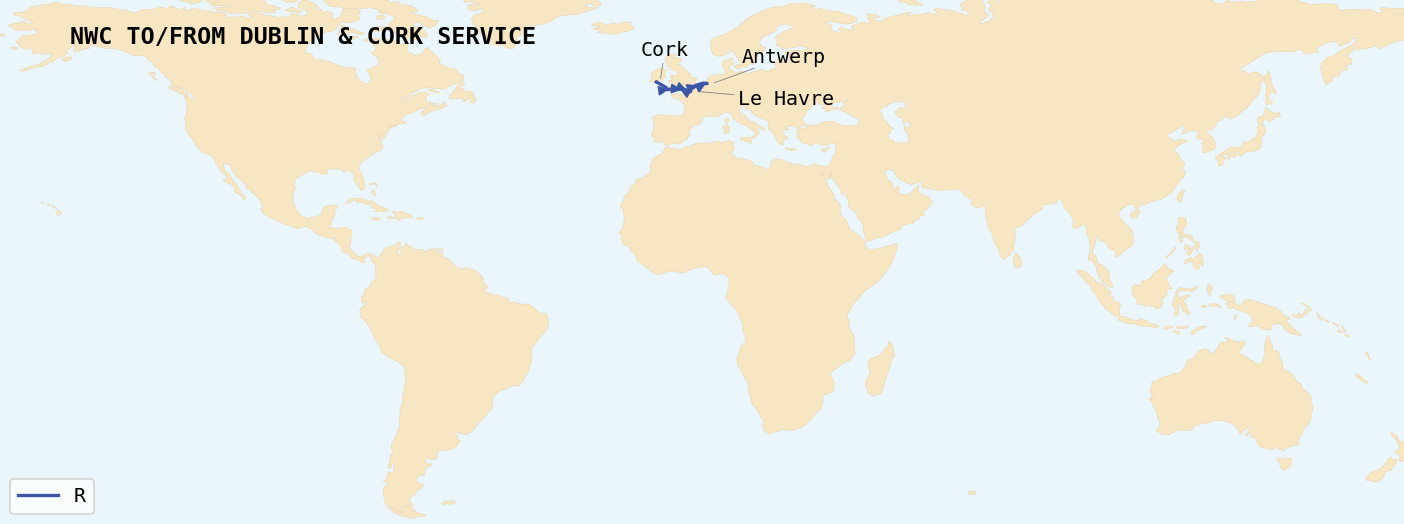 Shipping Container Port Map NWC TO/FROM DUBLIN & CORK SERVICE – Antwerp to Dublin Container Service