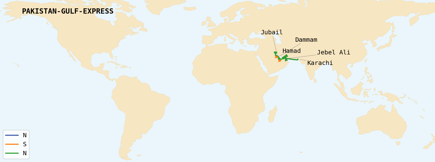 PGX - PAKISTAN-GULF-EXPRESS – Jebel Ali to Karachi container service